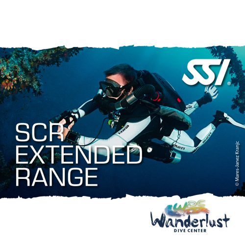 SSI Extended Range specialty graphic showing a diver exploring deep water terrain