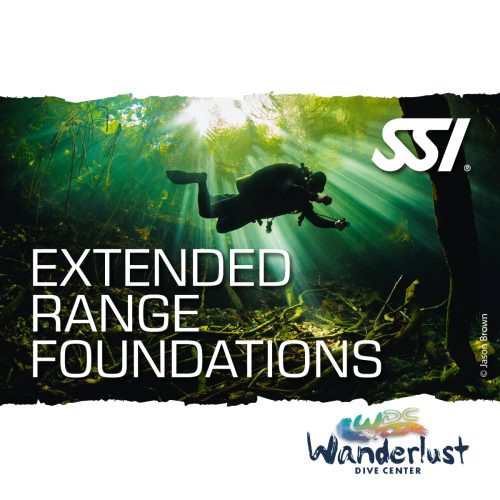 SSI Extended Range Foundations specialty graphic showing a diver exploring deep green water